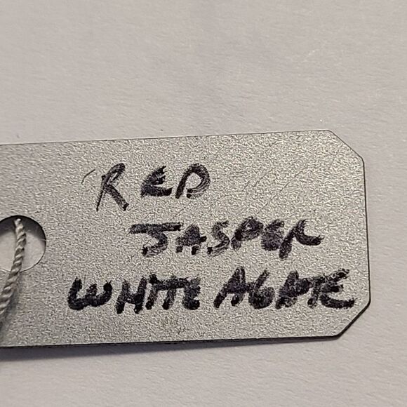 Red Jasper & White Agate Sterling Silver Bracelet - Picture 5 of 8